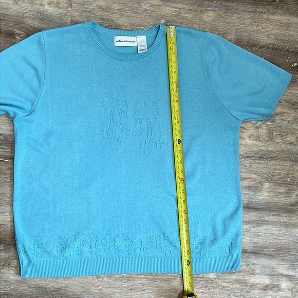 Alfred Dunner Women's XL Summer Sweater Teal Blue Palm Trees Tropical Minimalist - Picture 7 of 9